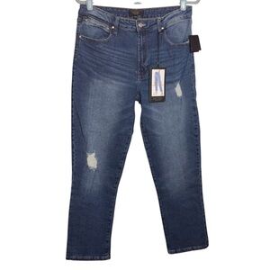 Rachel Roy Girlfriend Jeans Distressed Mid-Rise Straight Leg Women’s Size 14